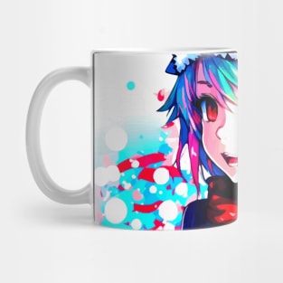 Anime Girl Christmas Hat Blue Green Hair Mug